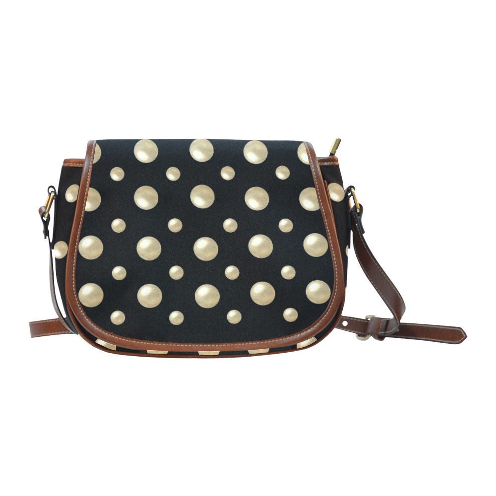 Pearls on a Midnight Black Background Saddle Bag/Large (Model 1649)
