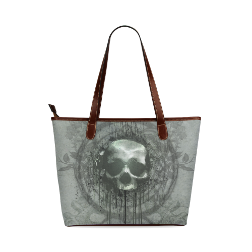 Awesome skull with bones and grunge Shoulder Tote Bag (Model 1646)