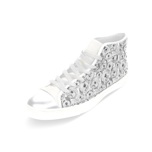 OES heads white on whte Women's Classic High Top Canvas Shoes (Model 017)