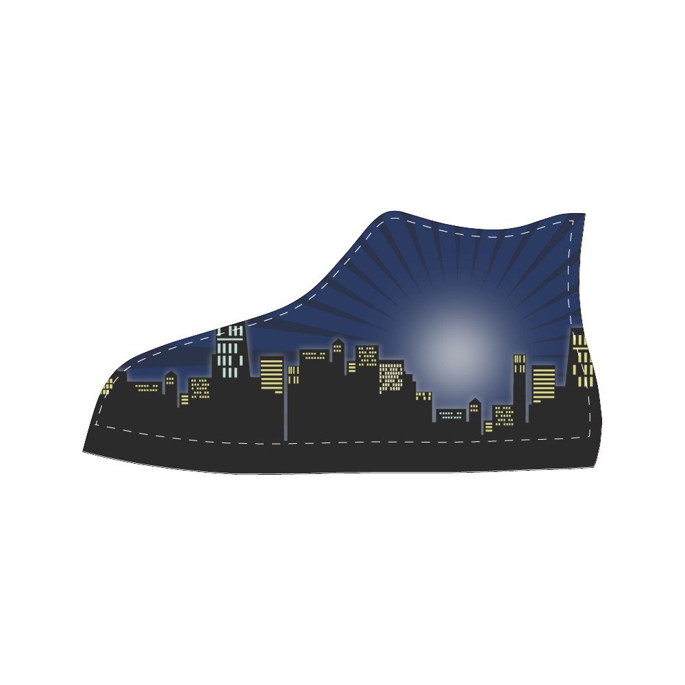 Night City Skyline by ArtformDesigns Men’s Classic High Top Canvas Shoes (Model 017)