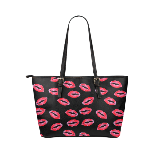 Lipstick Kisses Leather Tote Bag/Small (Model 1651)