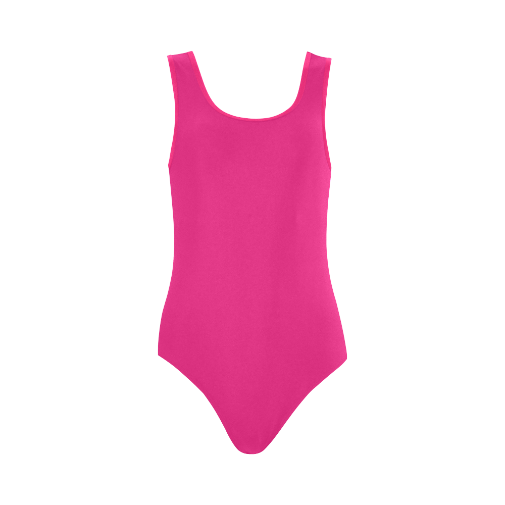Solid Magenta Vest One Piece Swimsuit (Model S04) | ID: D510822