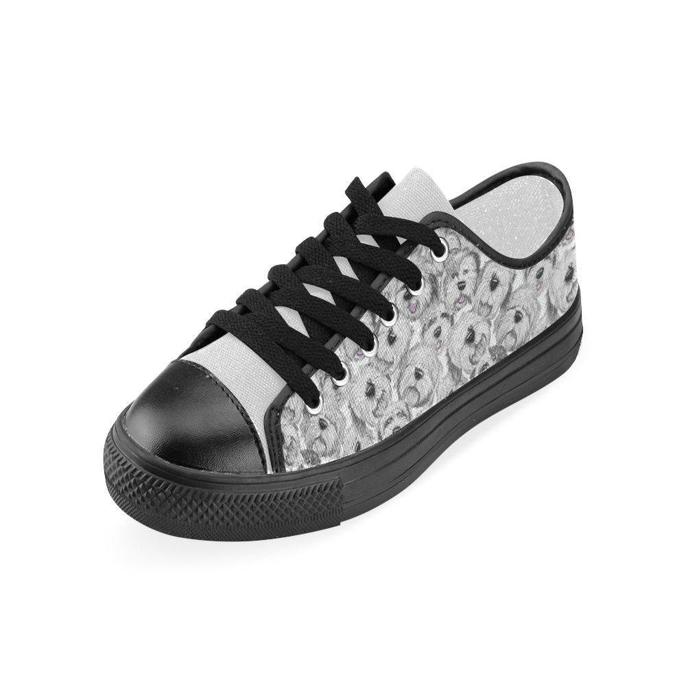OES Heads on White with black trim Women's Classic Canvas Shoes (Model 018)