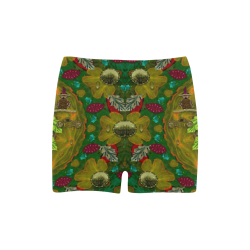 Panda Bears with motorcycles in the mandala forest Briseis Skinny Shorts (Model L04)