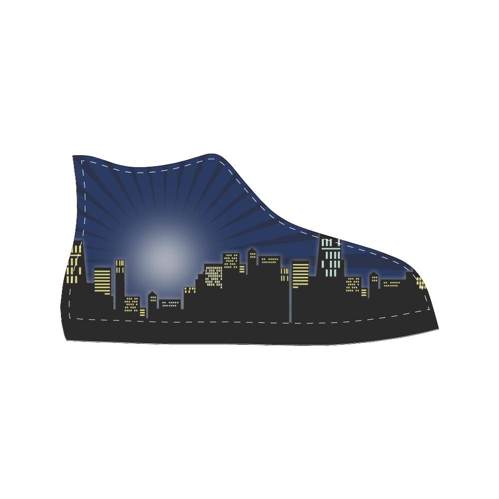 Night City Skyline by ArtformDesigns Men’s Classic High Top Canvas Shoes (Model 017)