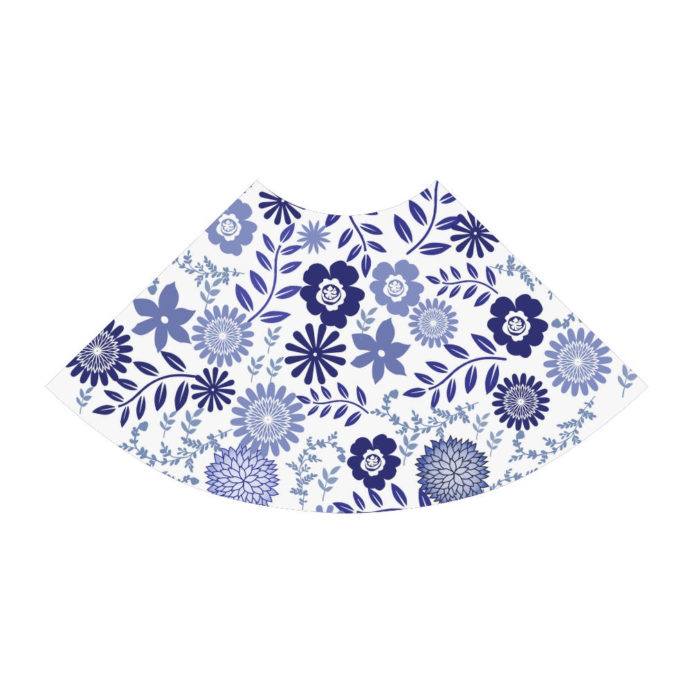 blue and white pattern floral Atalanta Sundress (Model D04)