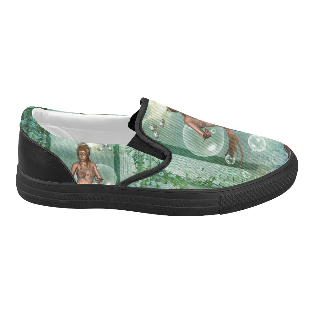 Beautiful mermaid fith butterflyfish Women's Slip-on Canvas Shoes (Model 019)