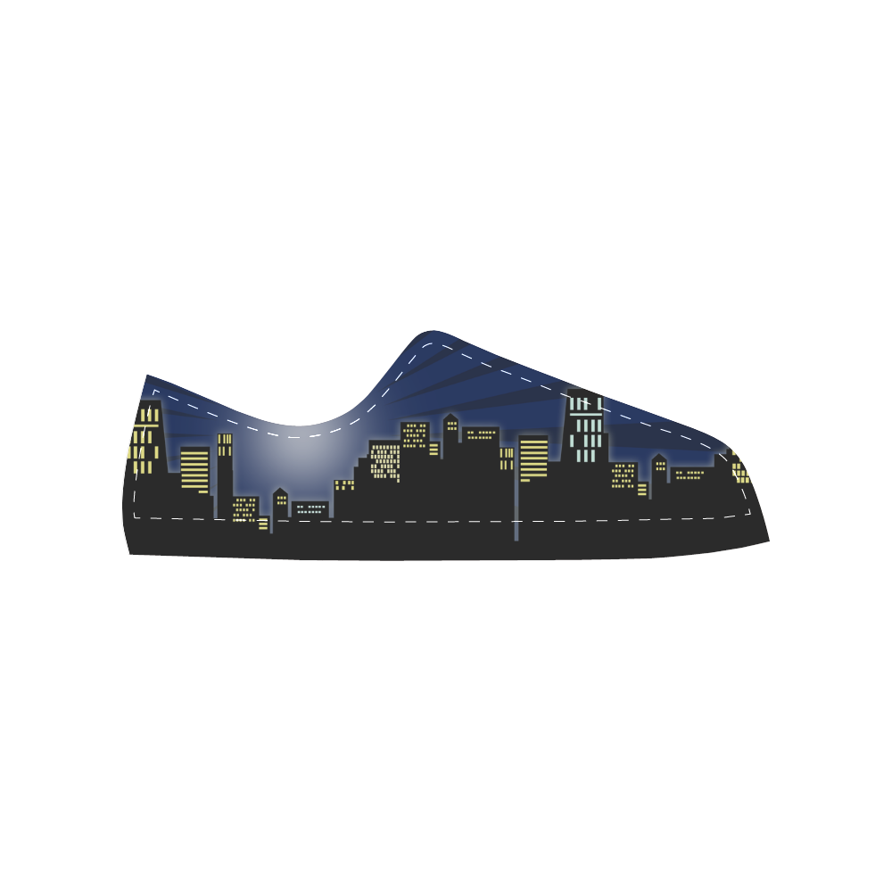 Night City Skyline by ArtformDesigns Men's Classic Canvas Shoes (Model 018)