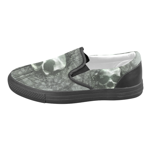 Awesome skull with bones and grunge Men's Slip-on Canvas Shoes (Model 019)