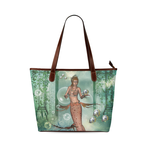Beautiful mermaid fith butterflyfish Shoulder Tote Bag (Model 1646)
