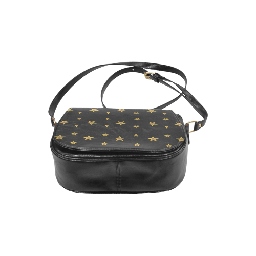 Twinkle Twinkle Little Star Gold Stars on Black Classic Saddle Bag/Small (Model 1648)