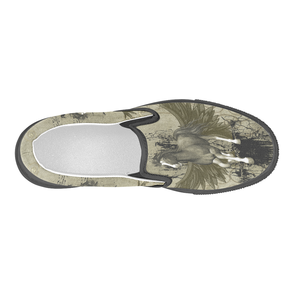 Wild horse with wings Men's Slip-on Canvas Shoes (Model 019)