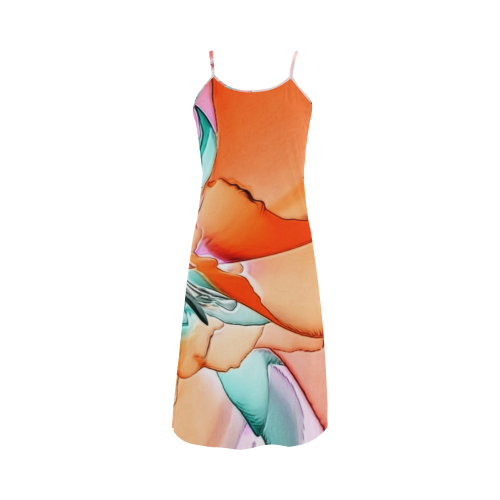 Wild Flowers Peach by Artdream Alcestis Slip Dress (Model D05)