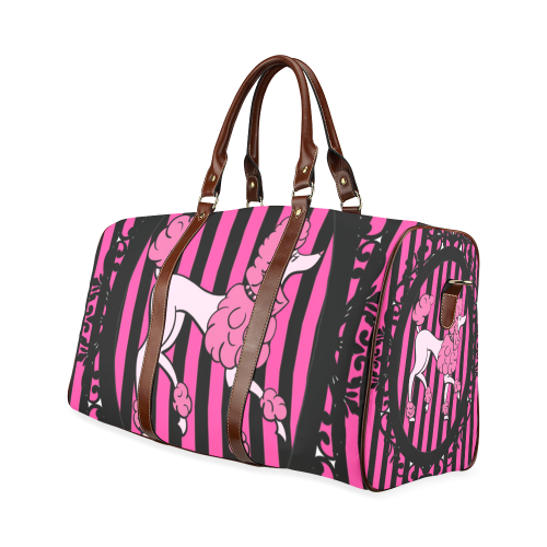poodle in frame black and pink border (Custom) Waterproof Travel Bag/Large (Model 1639)