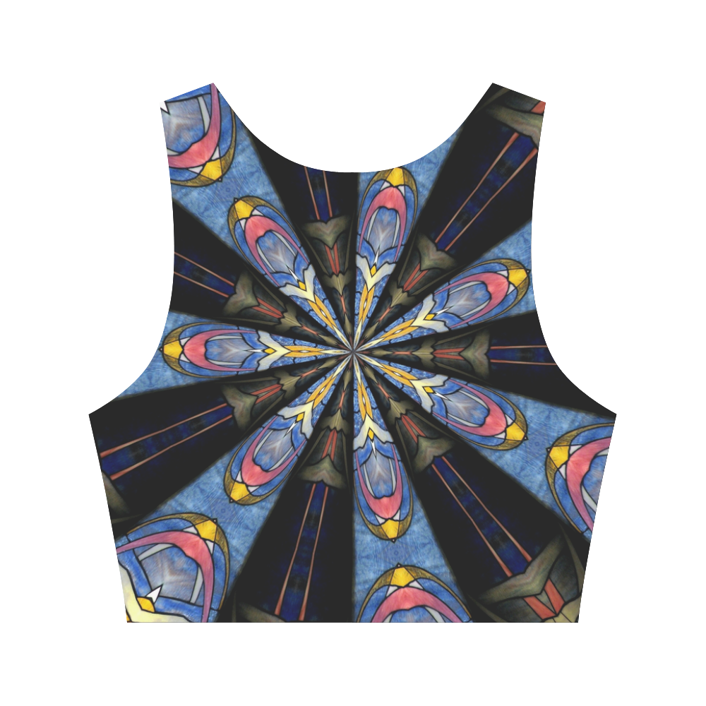 Stained Glass Kaleidoscope Mandala Abstract 3 Women's Crop Top (Model T42)