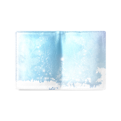 christmas design in blue and white Men's Leather Wallet (Model 1612)