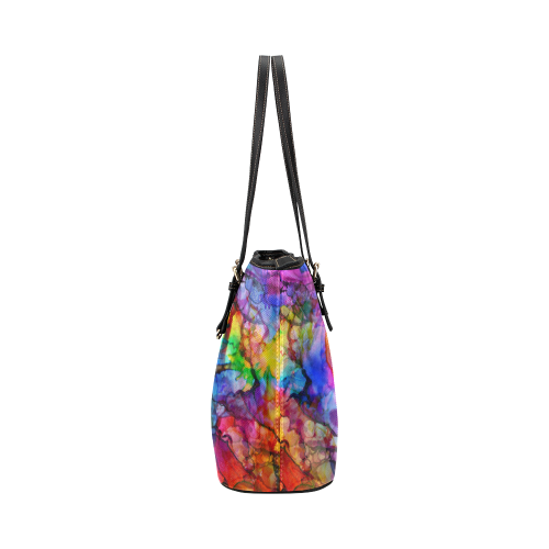 Color Chaos Leather Tote Bag/Large (Model 1651)
