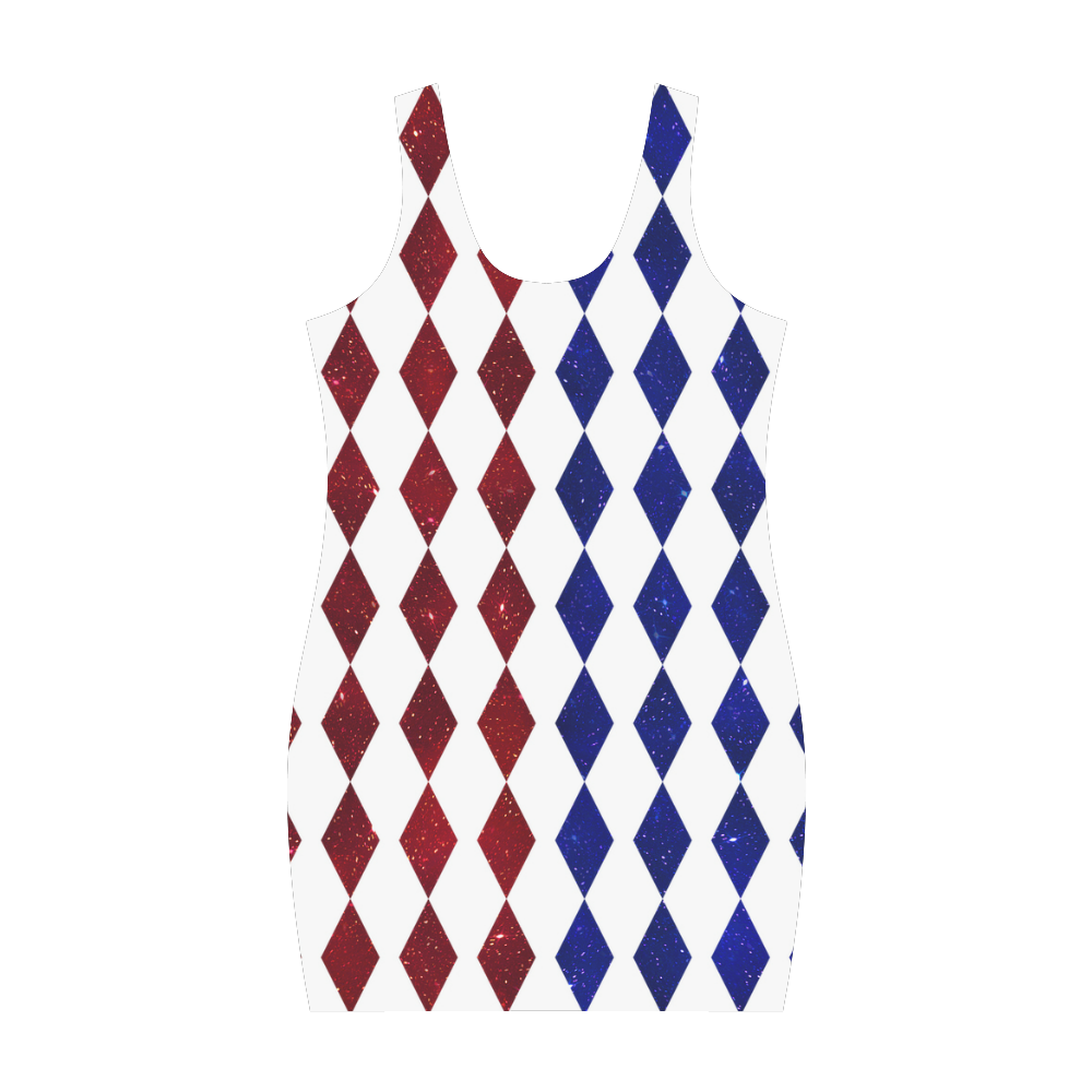 Sparkle Red Blue Harlequin Medea Vest Dress (Model D06)