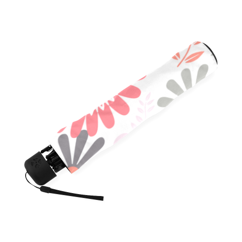 Pink and Grey Floral Pattern Foldable Umbrella (Model U01)