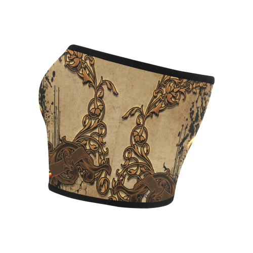 Music, clef with floral elements in rusty metal Bandeau Top