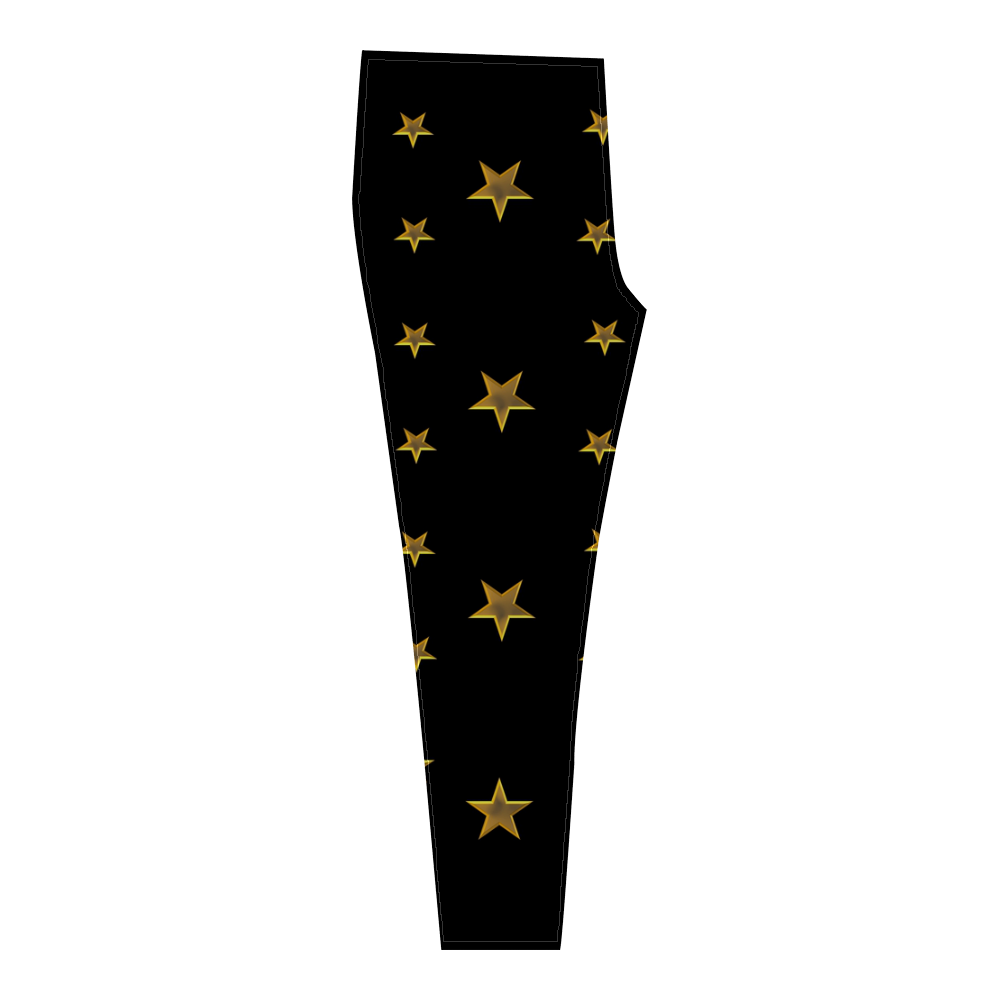 Twinkle Twinkle Little Star Gold Stars on Black Cassandra Women's Leggings (Model L01)