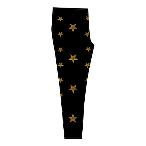 Twinkle Twinkle Little Star Gold Stars on Black Cassandra Women's Leggings (Model L01)