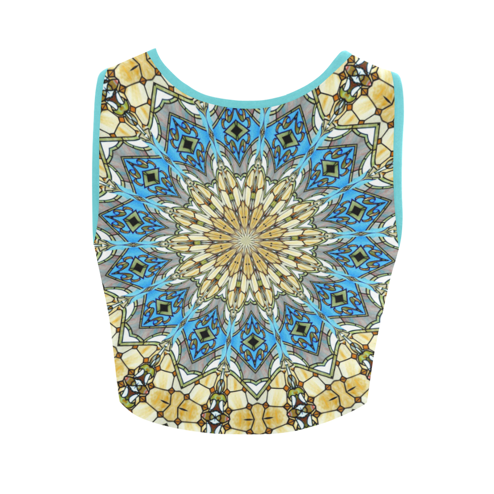 Stained Glass Kaleidoscope Mandala Abstract 1 Women's Crop Top (Model T42)