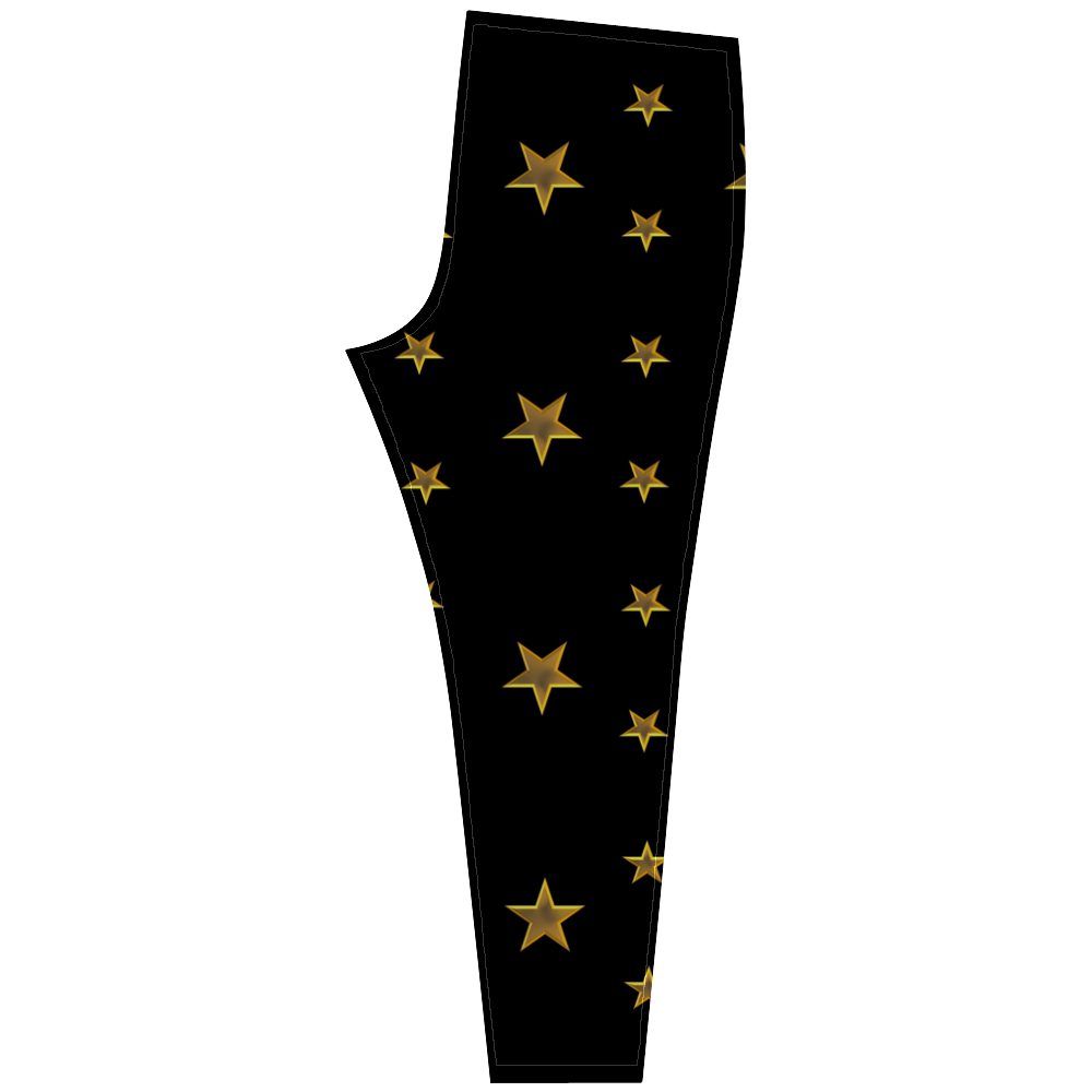 Twinkle Twinkle Little Star Gold Stars on Black Cassandra Women's Leggings (Model L01)