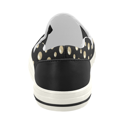 Pearls on a Midnight Black Background Women's Slip-on Canvas Shoes (Model 019)