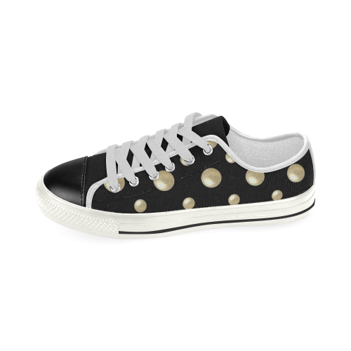 Pearls on a Midnight Black Background Women's Classic Canvas Shoes (Model 018)
