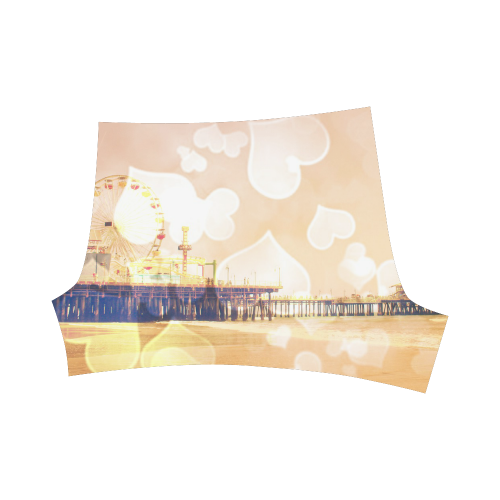 Yellow Bokeh Hearts Santa Monica Pier Briseis Skinny Shorts (Model L04)