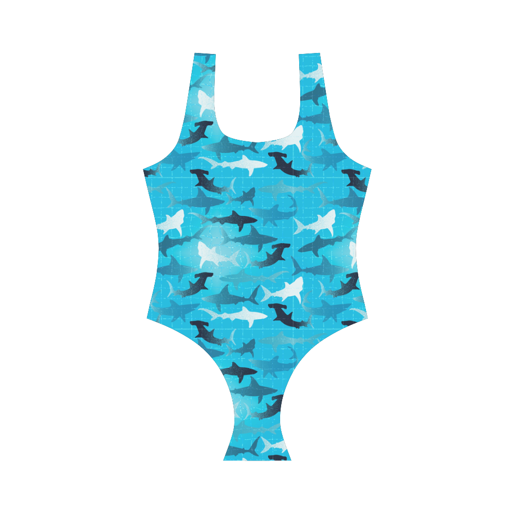 sharks! Vest One Piece Swimsuit (Model S04)