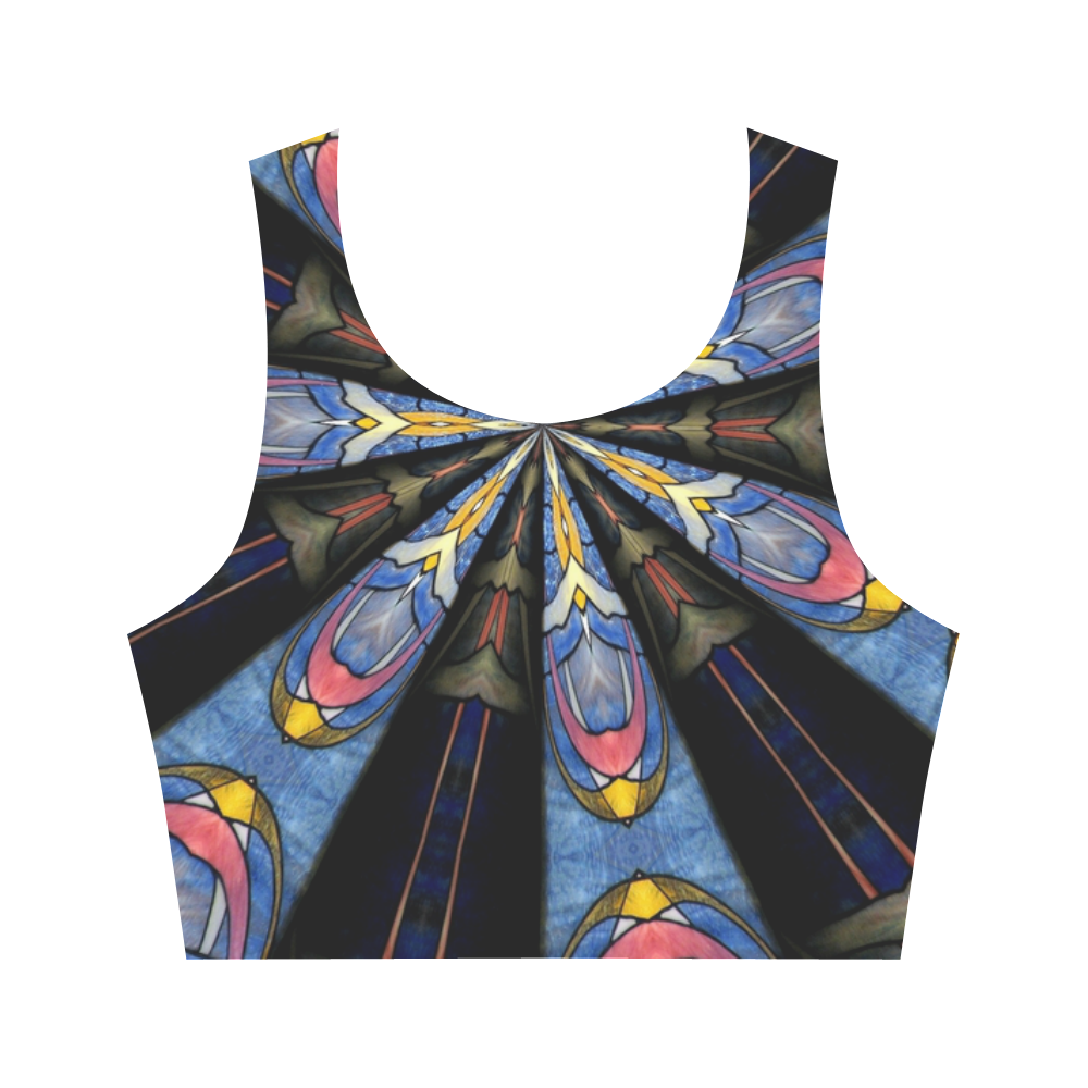 Stained Glass Kaleidoscope Mandala Abstract 3 Women's Crop Top (Model T42)