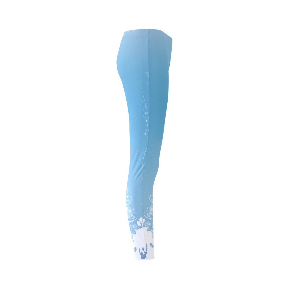 christmas design in blue and white Cassandra Women's Leggings (Model L01)
