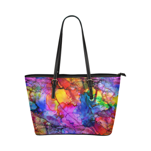 Color Chaos Leather Tote Bag/Large (Model 1651)