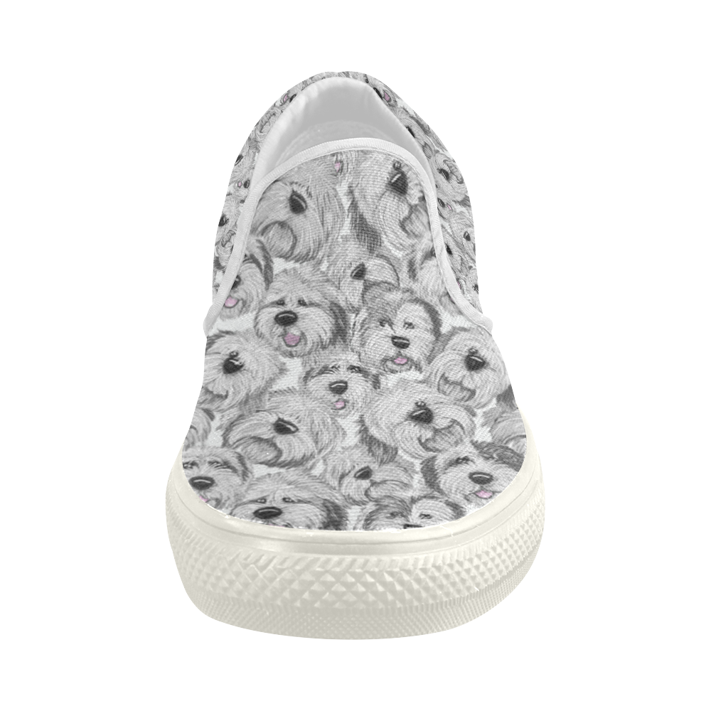 OES heads, on white Women's Slip-on Canvas Shoes (Model 019)