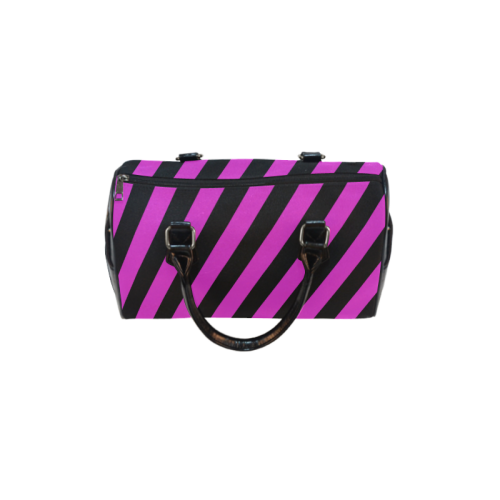 Modern Trendy Lilac Black Stripes Boston Handbag (Model 1621)