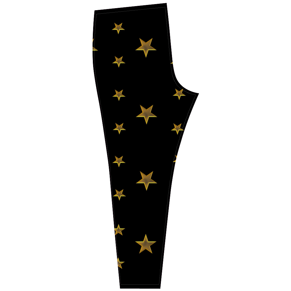 Twinkle Twinkle Little Star Gold Stars on Black Cassandra Women's Leggings (Model L01)