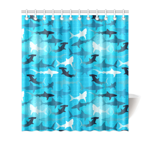 sharks! Shower Curtain 66"x72"