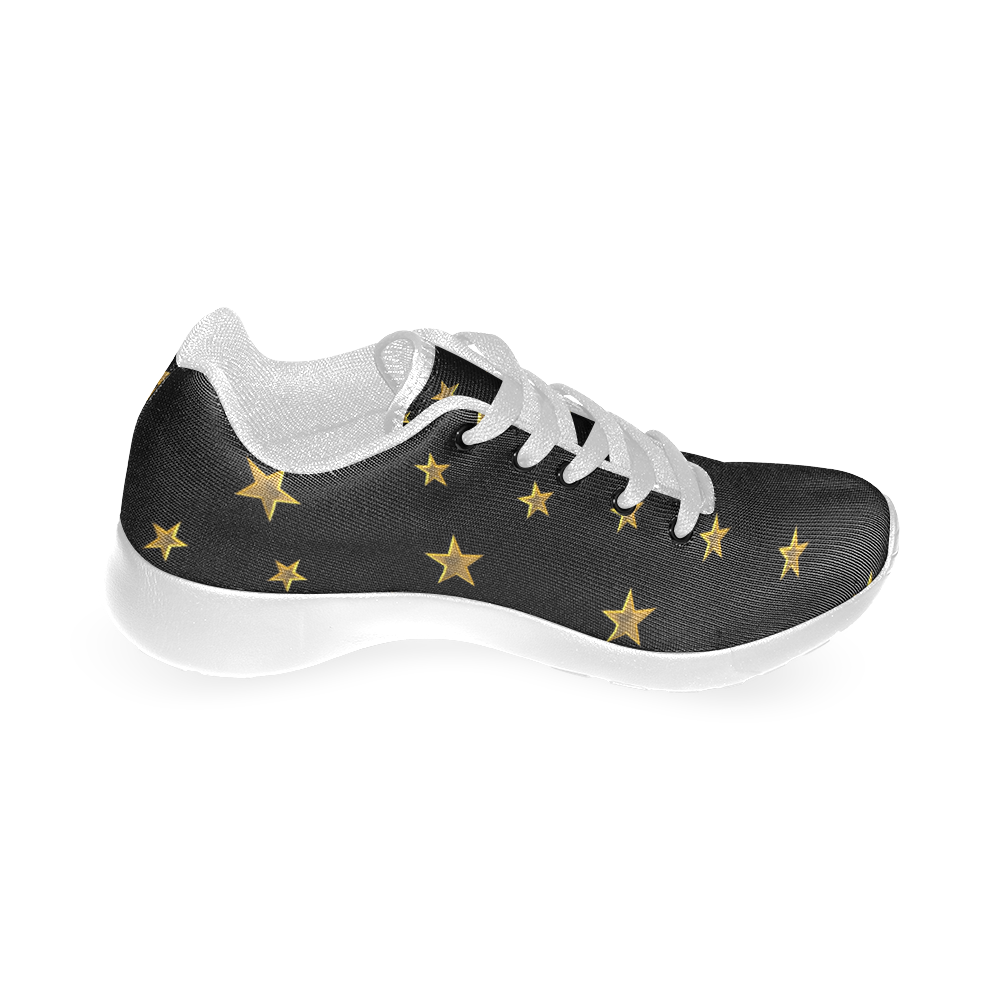 Twinkle Twinkle Little Star Gold Stars on Black Men’s Running Shoes (Model 020)