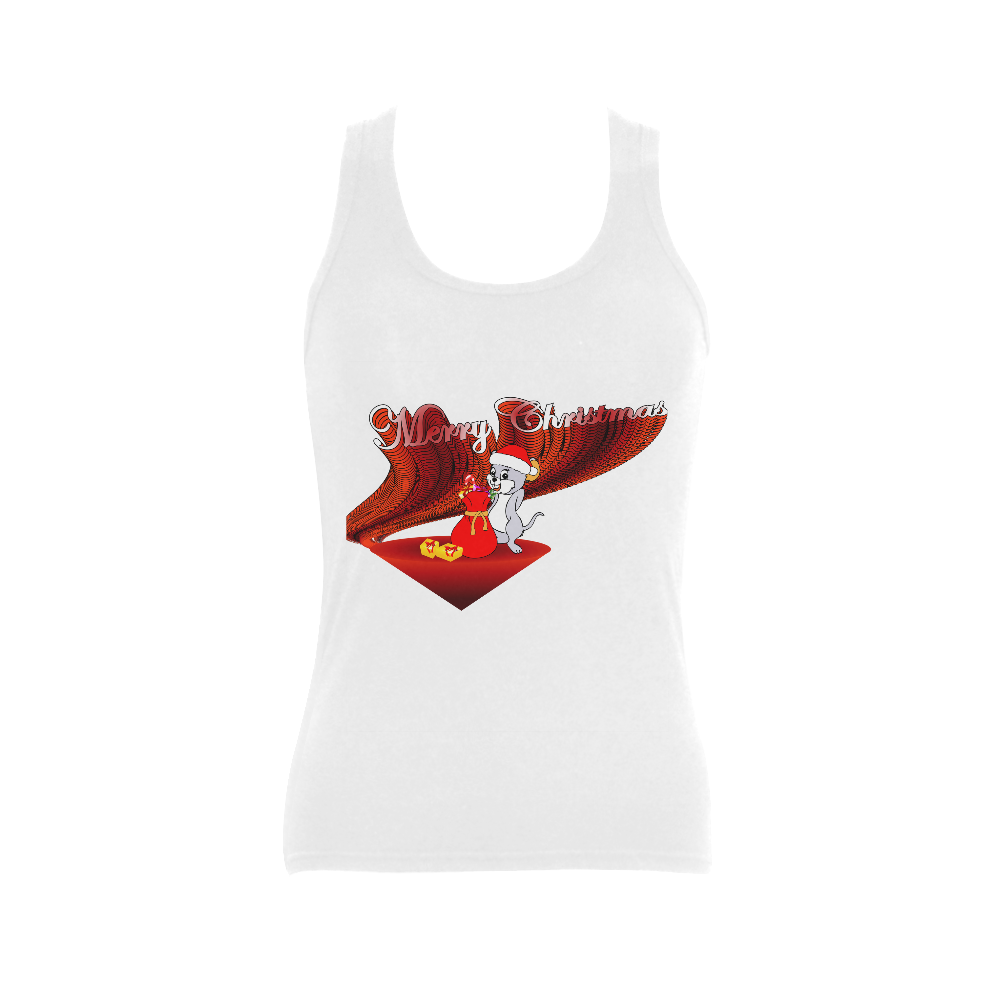 Cute christmas mouse with gifts Women's Shoulder-Free Tank Top (Model T35)