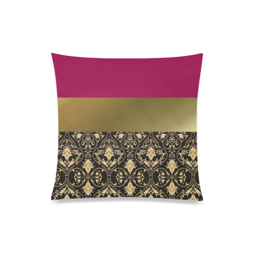 Elegant Golden Damask with Stripe Custom Zippered Pillow Case 20"x20"(One Side)
