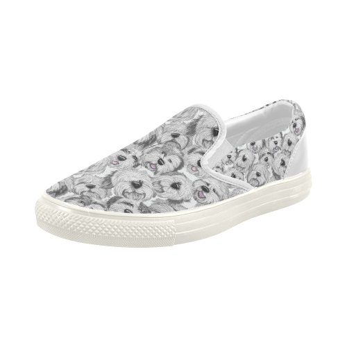 OES heads, on white Women's Slip-on Canvas Shoes (Model 019)