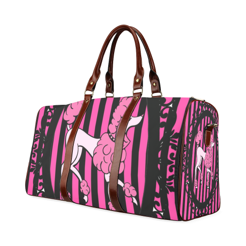 poodle in frame black and pink border (Custom) Waterproof Travel Bag/Large (Model 1639)