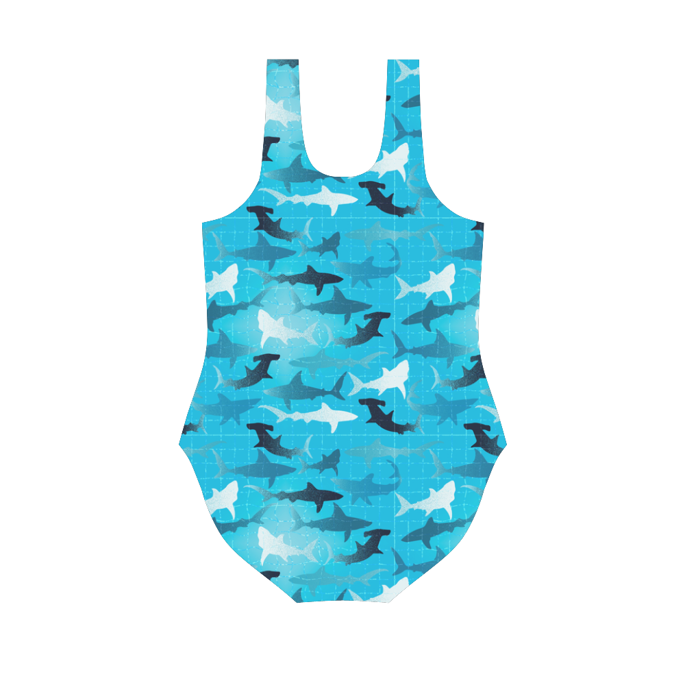 sharks! Vest One Piece Swimsuit (Model S04)