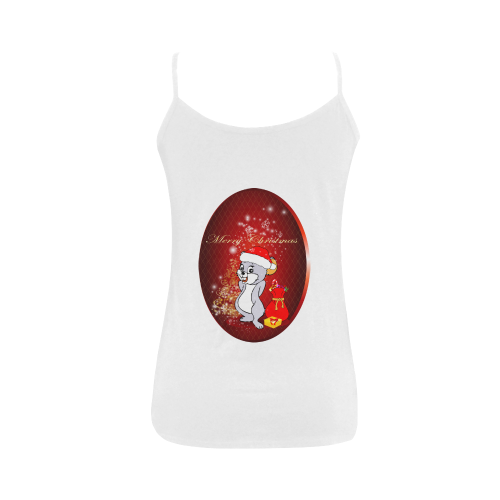 funny christmas mouse with christmas tree Women's Spaghetti Top (USA Size) (Model T34)