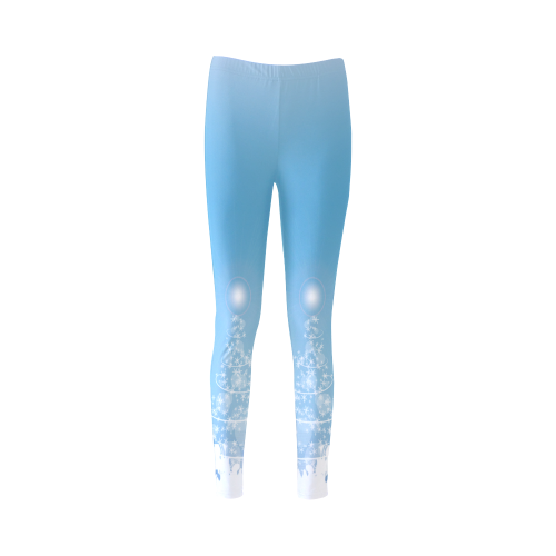 christmas design in blue and white Cassandra Women's Leggings (Model L01)