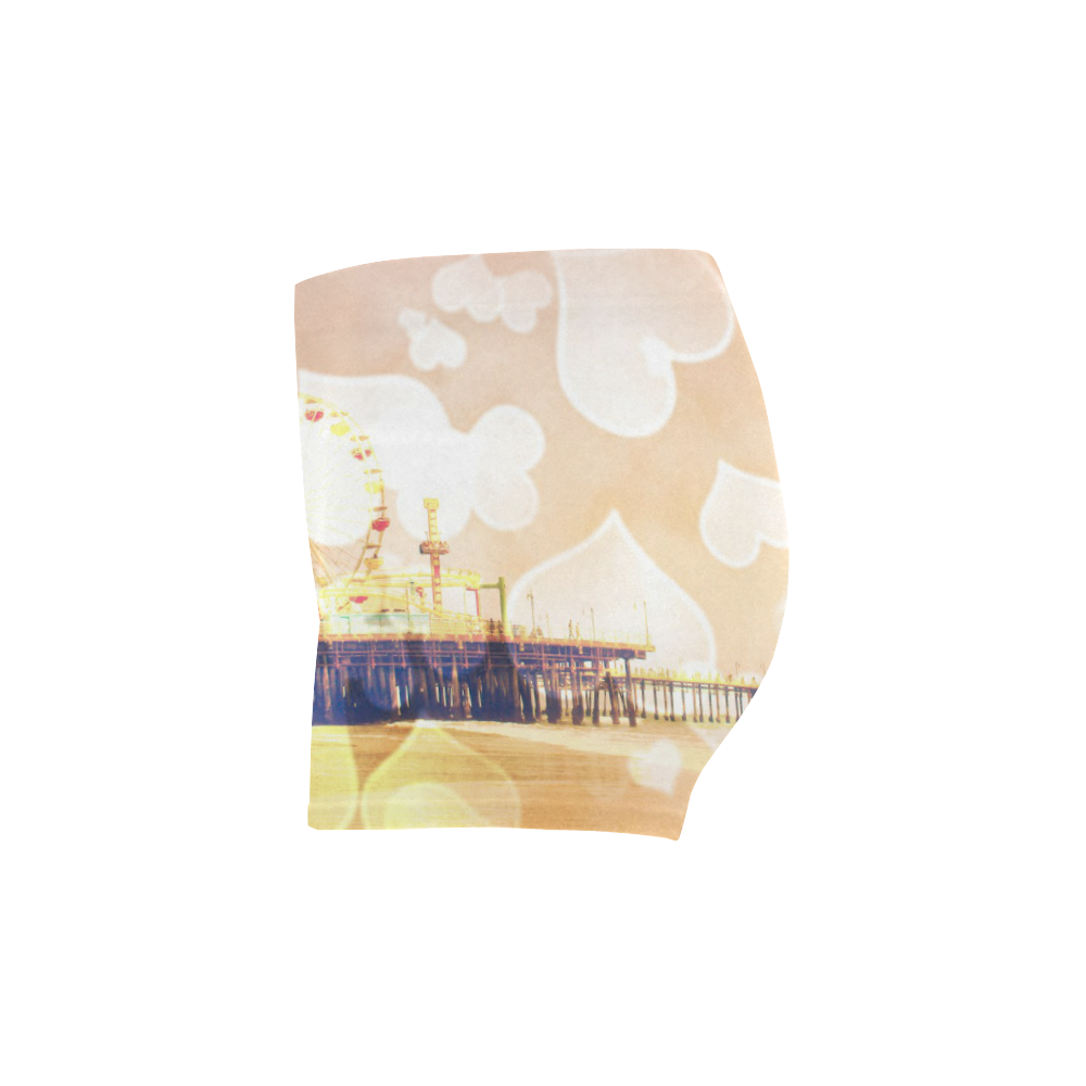 Yellow Bokeh Hearts Santa Monica Pier Briseis Skinny Shorts (Model L04)