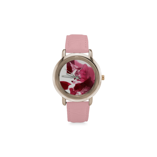 "Portrait in Pink" Rose and Gold Women's Watch Women's Rose Gold Leather Strap Watch(Model 201)