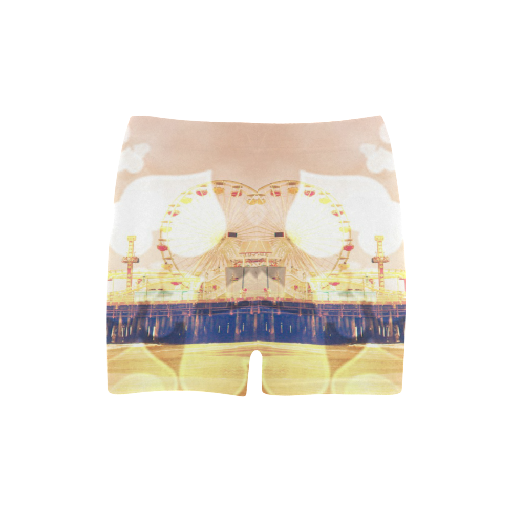 Yellow Bokeh Hearts Santa Monica Pier Briseis Skinny Shorts (Model L04)